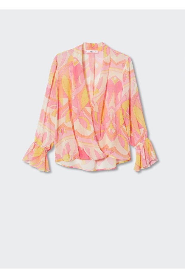 Desenli Dökümlü Bluz - 3