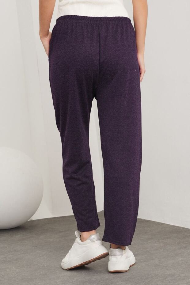 بنطلون صوف إكرين مقاس كبير - برقوق - 5