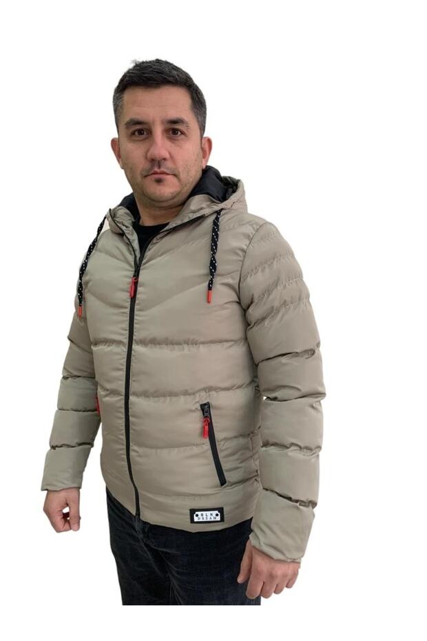 Pánský puffer kabát s kapucí - 1