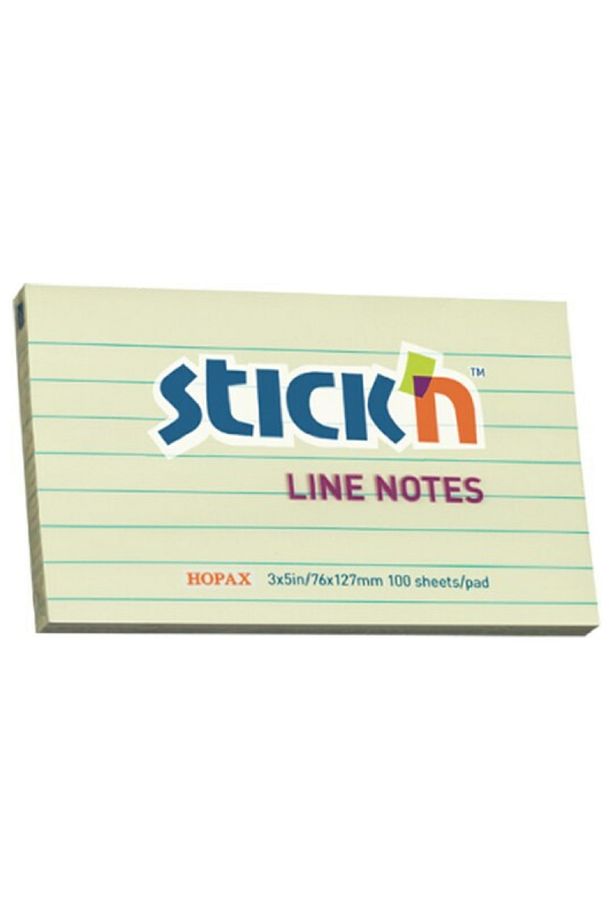 Stick`n Line Notes 76*127 Mm 100 Yaprak Çizgili Yapışkanlı Not Kağıdı Pastel Sarı - 1