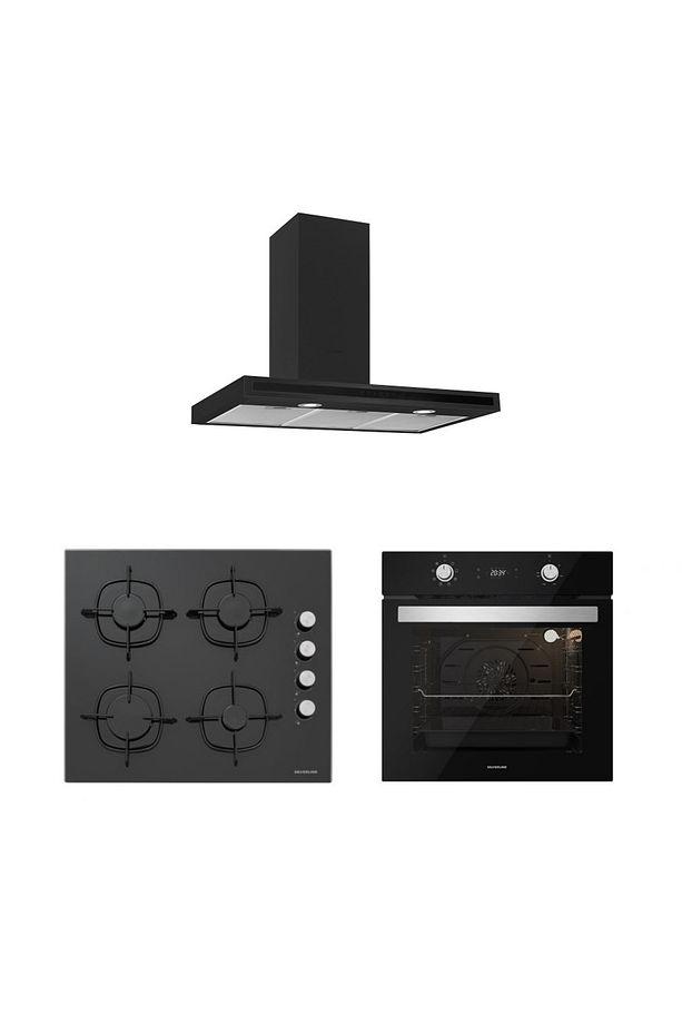 Siyah Cam Ankastre Set (3173 Quadro 60+cs5335b02+bo6504b01) - 1
