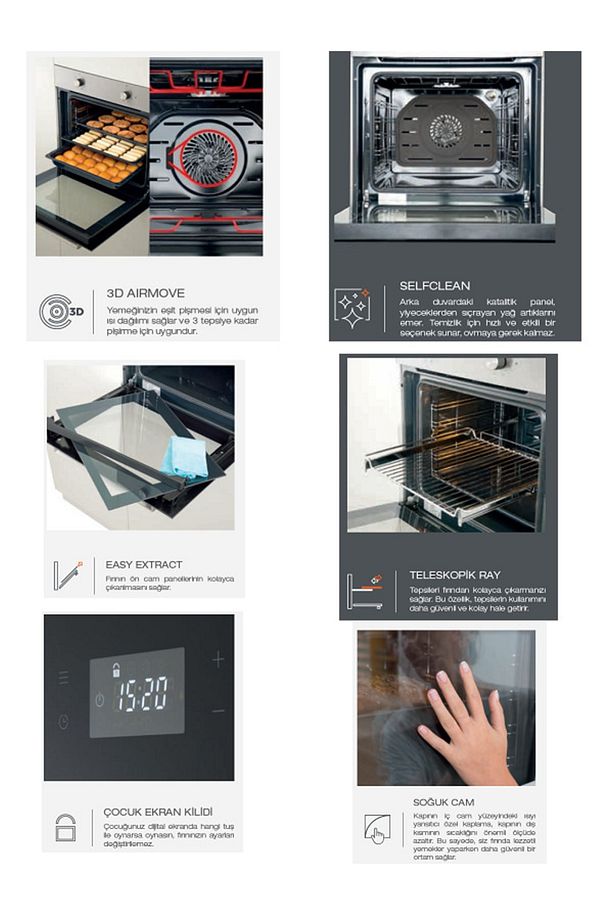 Siyah Cam Ankastre Set (3173 Quadro 60+cs5335b02+bo6504b01) - 8
