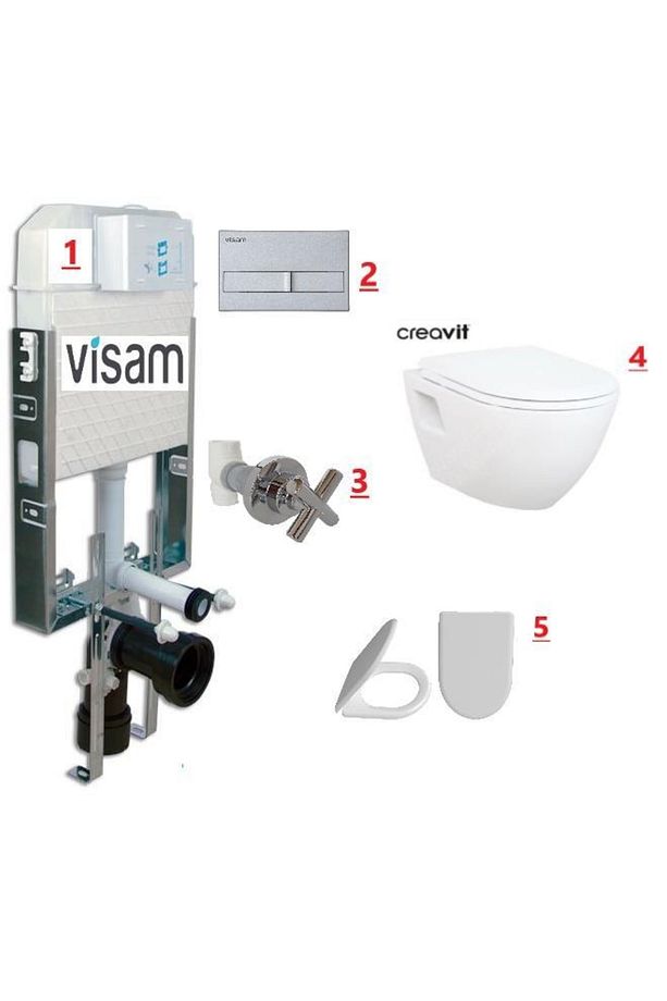 Visam- Tp325 - Şimpa Kapak - Gömme Rezervuar Asma Klozet Seti 5 Li - 1