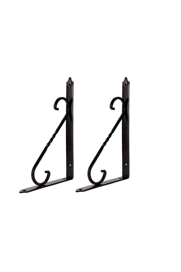 2 Pieces Under Shelf L Leg Black Decorative Iron Shelf Leg 19x13 Cm