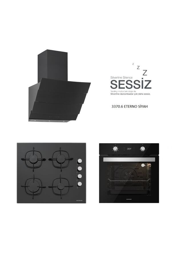 Siyah Cam Ankastre Set (3370 Eterno 60+cs5335b02+bo6504b01) - 1