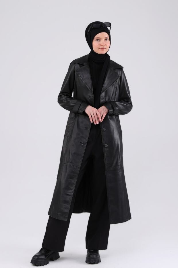 Women's Genuine Leather Overcoat