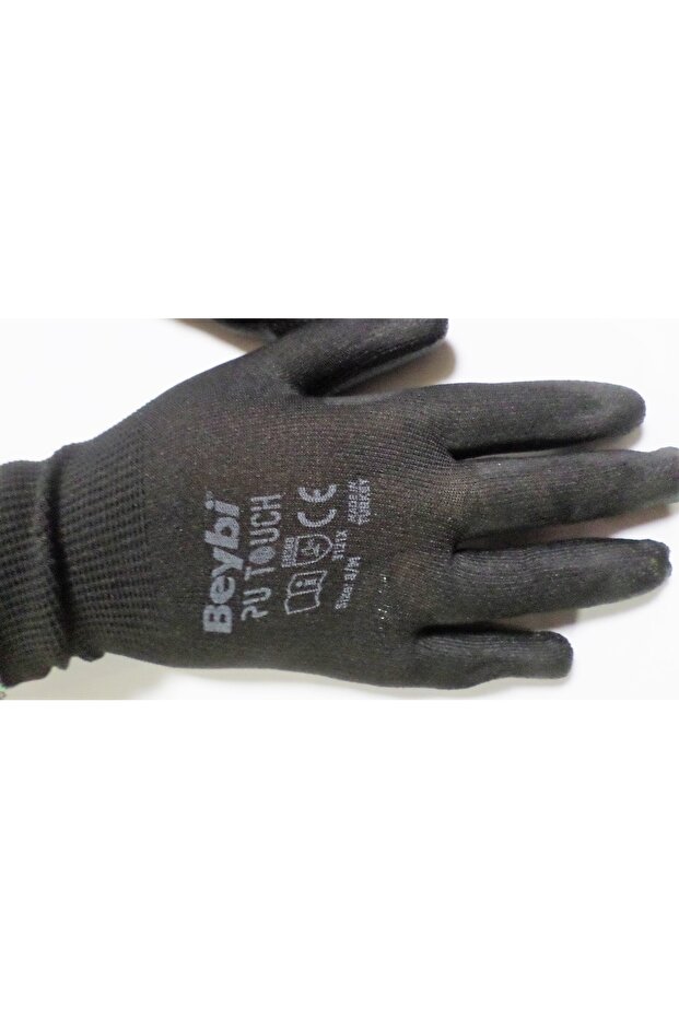 Pu Touch Polyester Örme Iş Eldiveni Medium No:8 Siyah (2çift) - 2