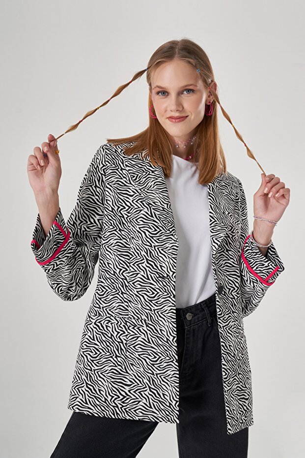 سترة سوداء منقوشة حمار وحشي - 1