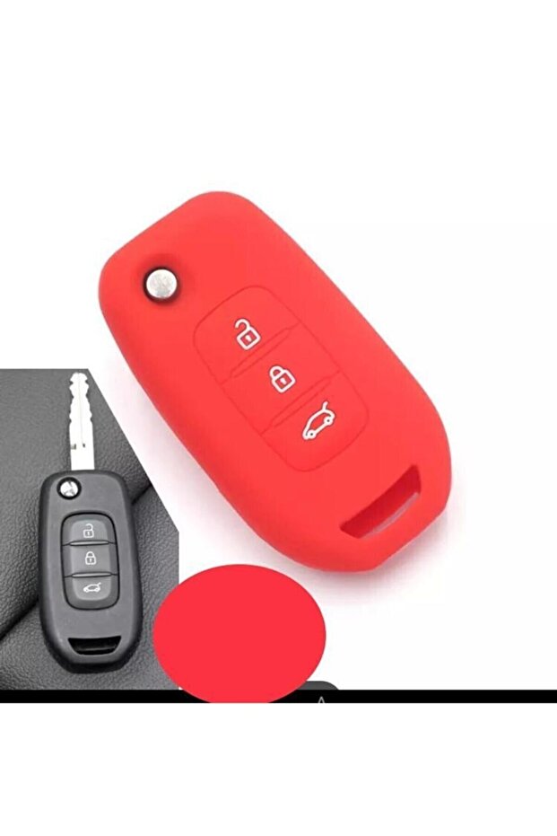 Renault Megane 4 Joy - Clio 5 and Koleos Silicone Key Protection Case Red Color