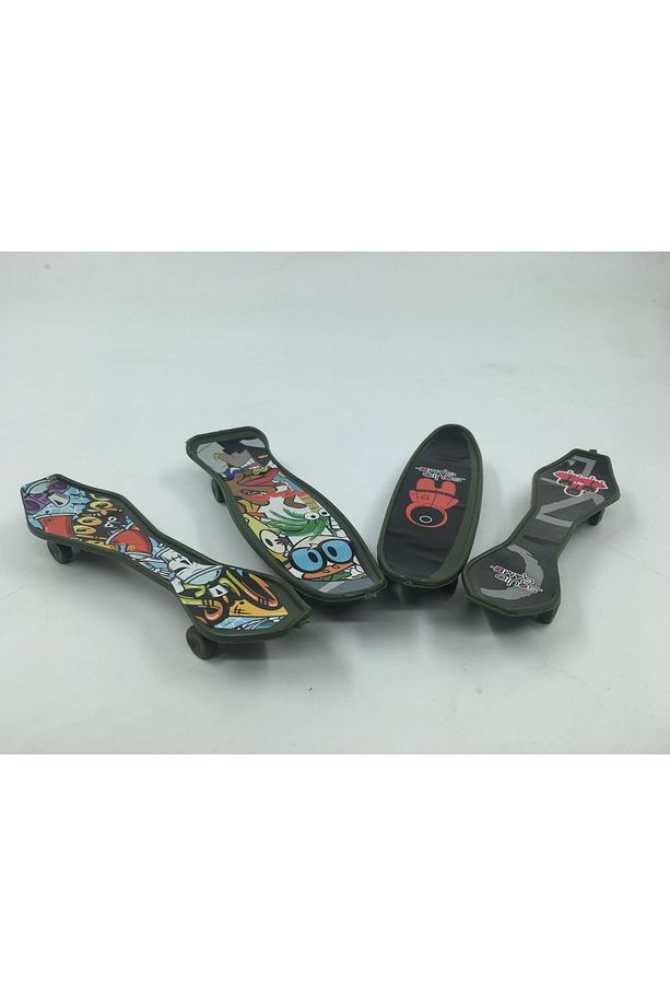 Skateboard Parmak Kaykay 4lü Baskılı Set Siyah Plastik Tek Ebat - 3