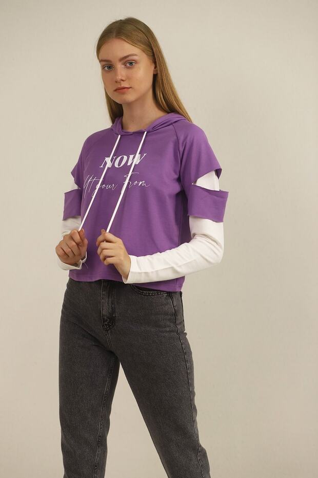 Hooded Patterned Sweat - 1