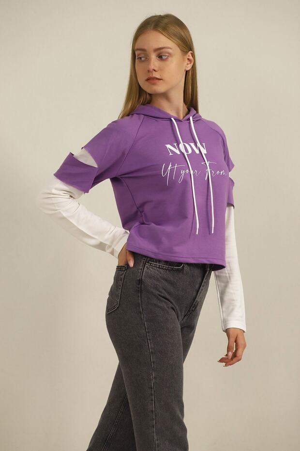 Hooded Patterned Sweat - 2