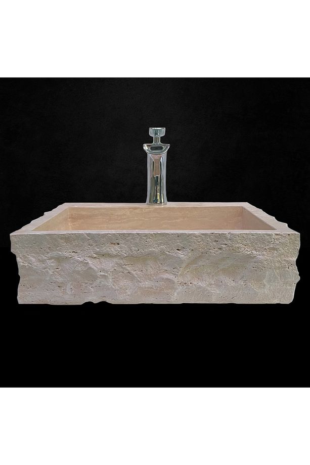Traverten Dışı Doğal Patlatma Batarya Çıkışlı Lavabo - 1