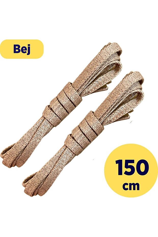 150 Cm Beige Flat Waxed Laces, Cotton Knitted Boots Shoelaces