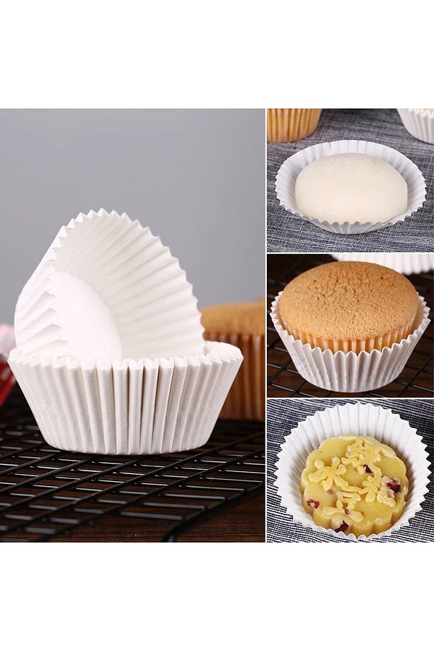 Kalıp Tepsi Için Beyaz Renk Tek Kullanımlık Kağıt Muffin Kek Kalıbı 1 Paket ( 300 Adet ) - 6