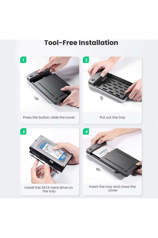 Usb-c Alüminyum 3.5” / 2.5” Uasp Destekli Sata Ssd Hdd Taşınabilir Disk Kutusu - 7