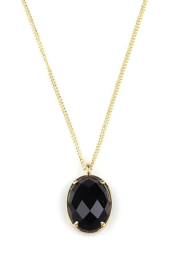 Onyx Natural Stone Gold Colored Necklace