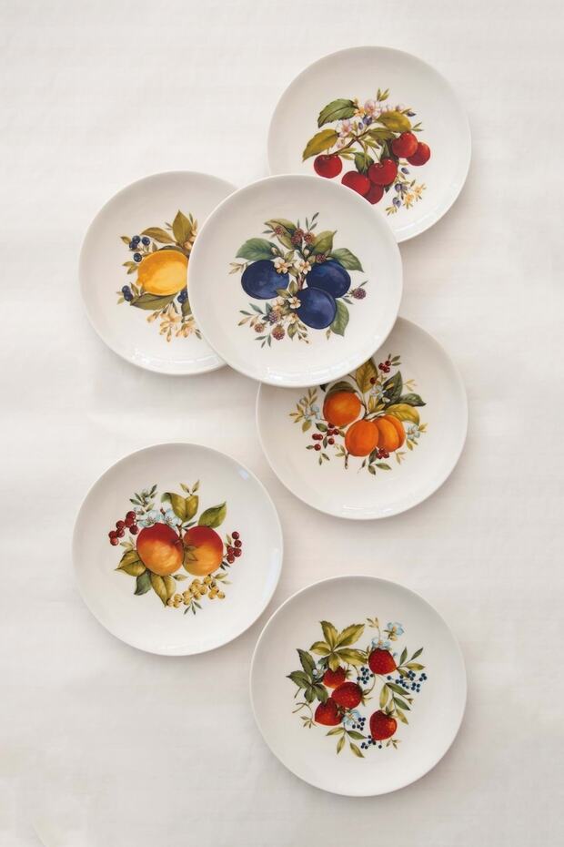 Fruits 6 Piece Porcelain Pastry Plate
