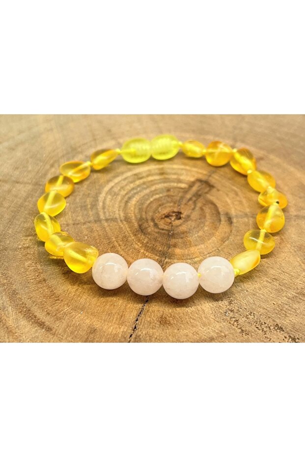 Drop Amber Quartz Natural Stone Matte Adult Elastic Bracelet