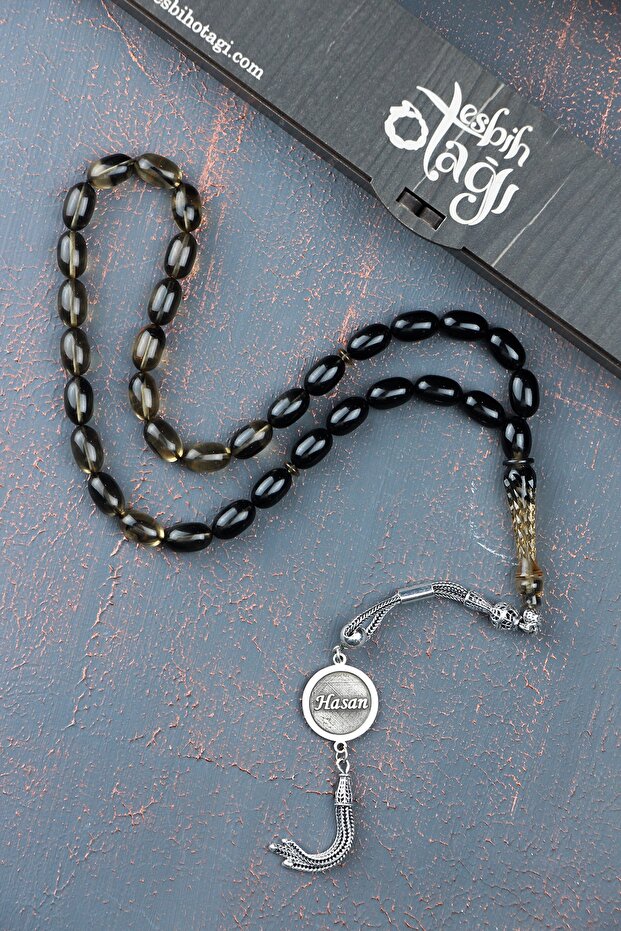 Silver Named Tasseled Fire Amber Rosary, Named Rosary