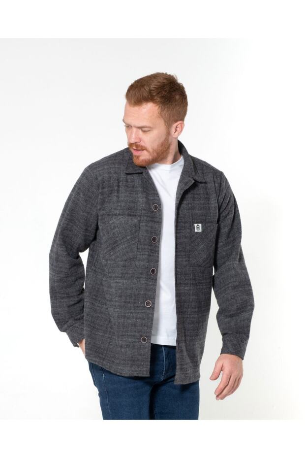 Solid Color Thick Lumberjack Shirt Large Size