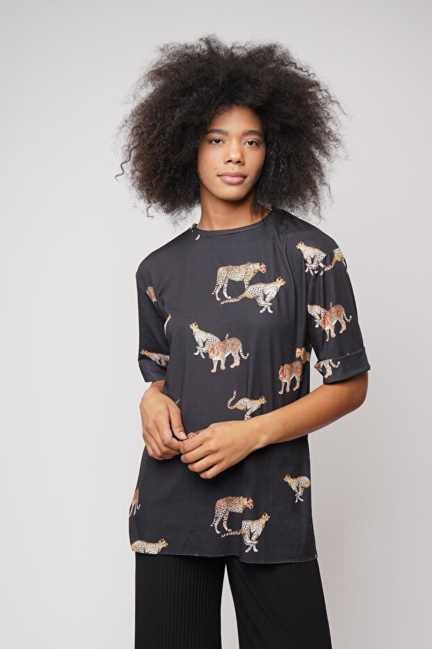 تي شيرت بنمط النمر - 1