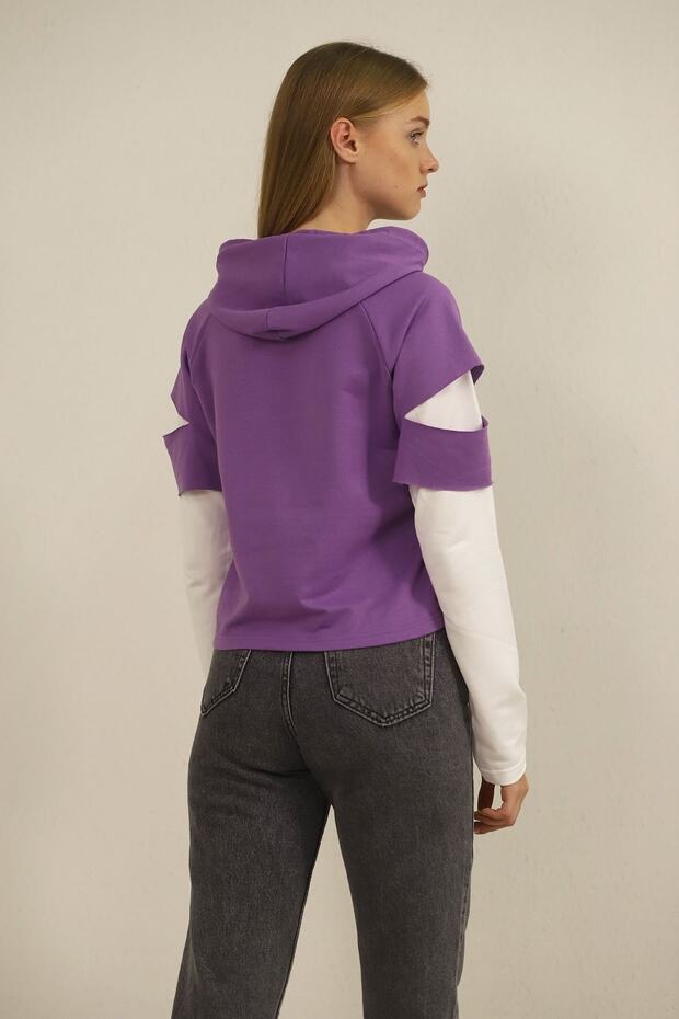 Hooded Patterned Sweat - 4