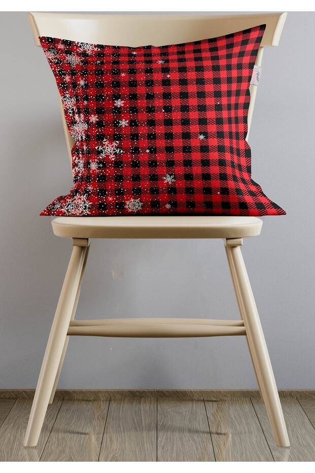 Christmas Snowflake Throw Pillow Cover, Red Plaid Throw Pillow Cover, Plaid Patterned Throw Pillow Cover, Christmas