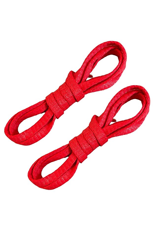 120 Cm Kırmızı Yassı Mumlu Bağcık, Pamuklu Örme Bot Ayakkabı Bağcığı - 8