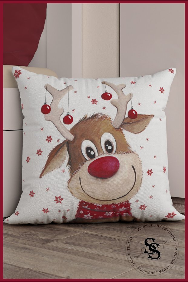 غطاء وسادة رمي مطبوع رقميًا من سلسلة Deers Bighead Deers