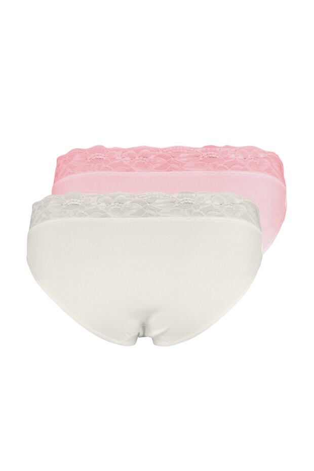 Ecru-pink 2er-Pack klassische Baumwoll-Slips mit Spitzendetail THMSS23KU00023 - 22