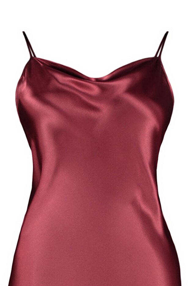 Bordó pántos szatén szőtt hátsó részletes hálóing TBBSS22GC00001 - 8