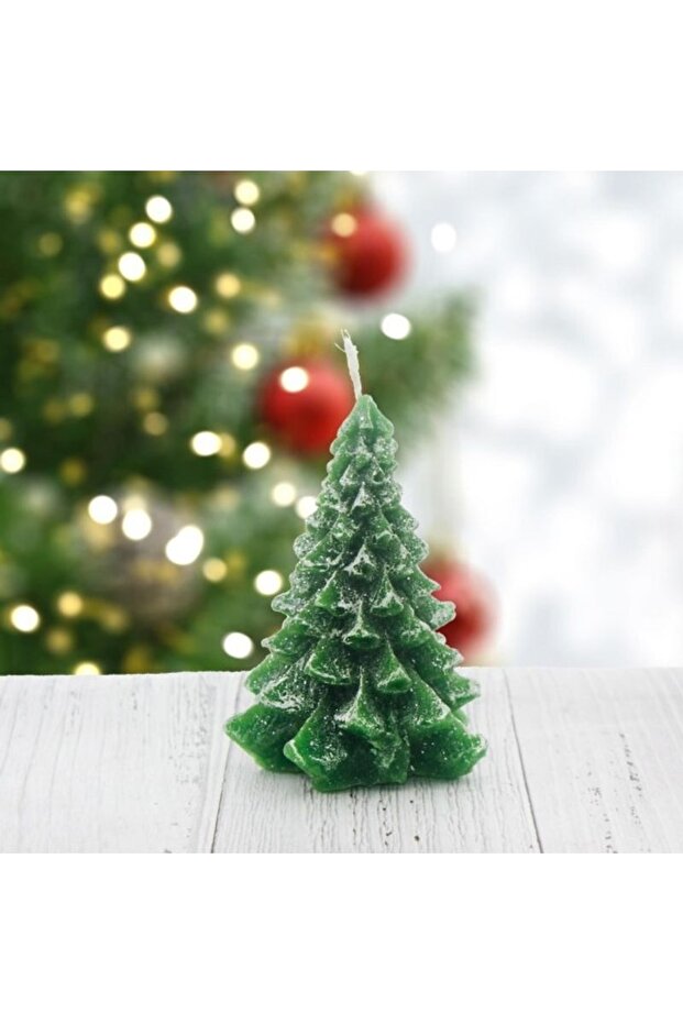 Christmas Pine Tree Decorative Glitter Candle 9 Cm