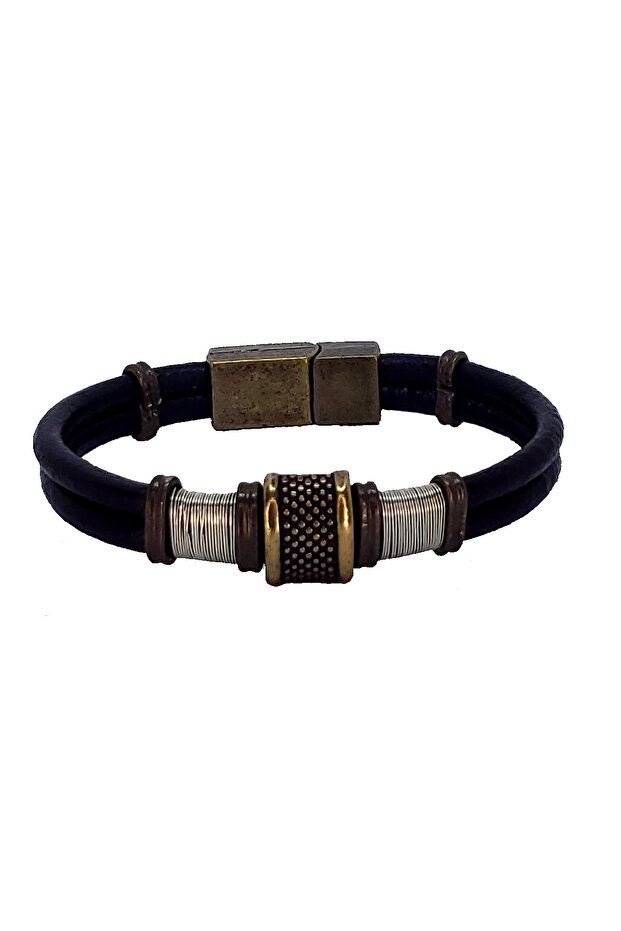 Men's Genuine Leather Wire Wrapped Special Design Handmade Bracelet