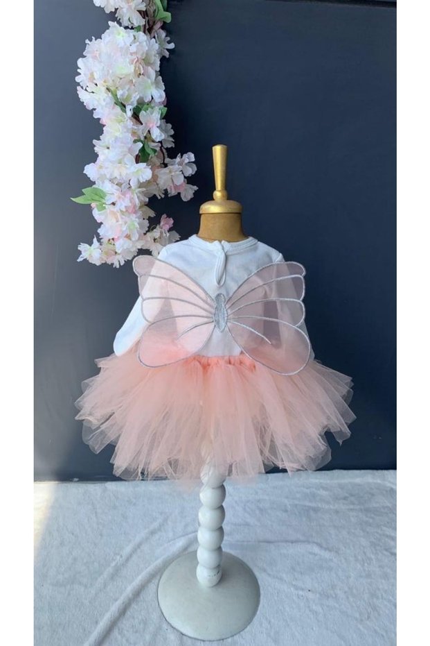 Baby Girl Birthday Party Outfit Tutu Skirt/Dress Set with Angel Wings