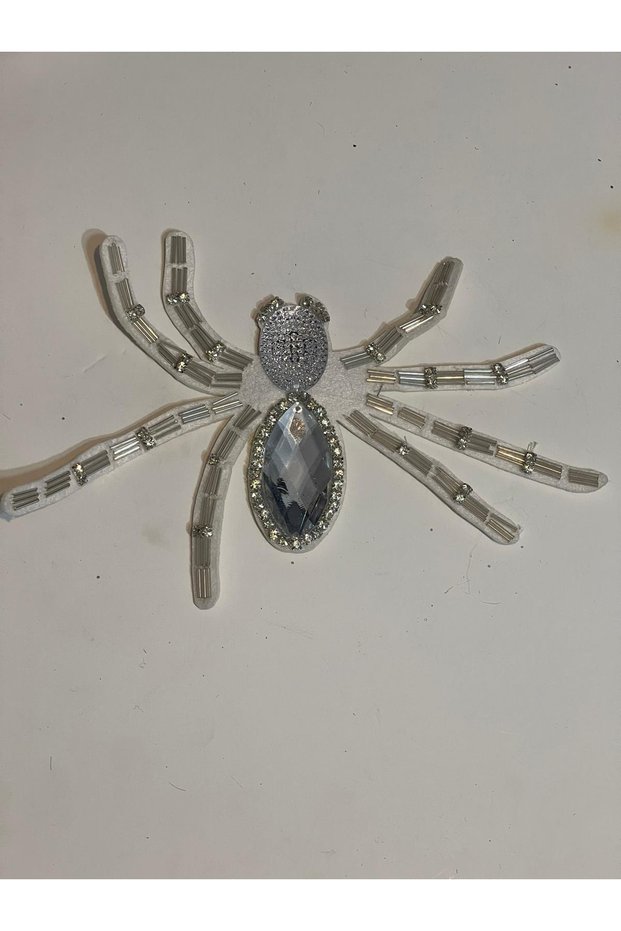 17x27 Cm Stoned White Spider Applique Emblem Patch Accessory