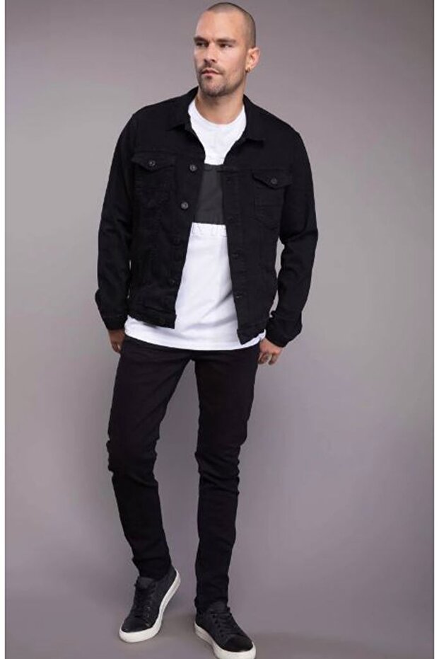 Erkek Basic Pamuklu Jean Kot Ceket - 2