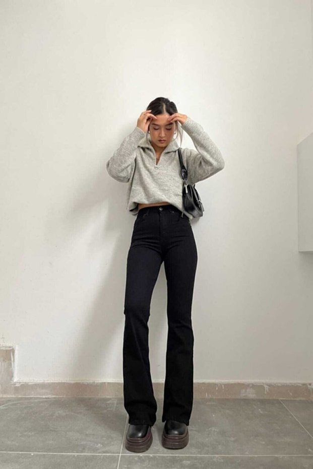 High Waist Colorfast Black Spanish Jeans (Lycra)