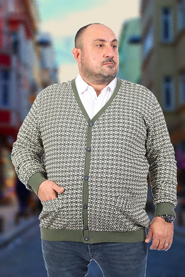 سترة صوفية بأزرار مقاس كبير 22801 - 1