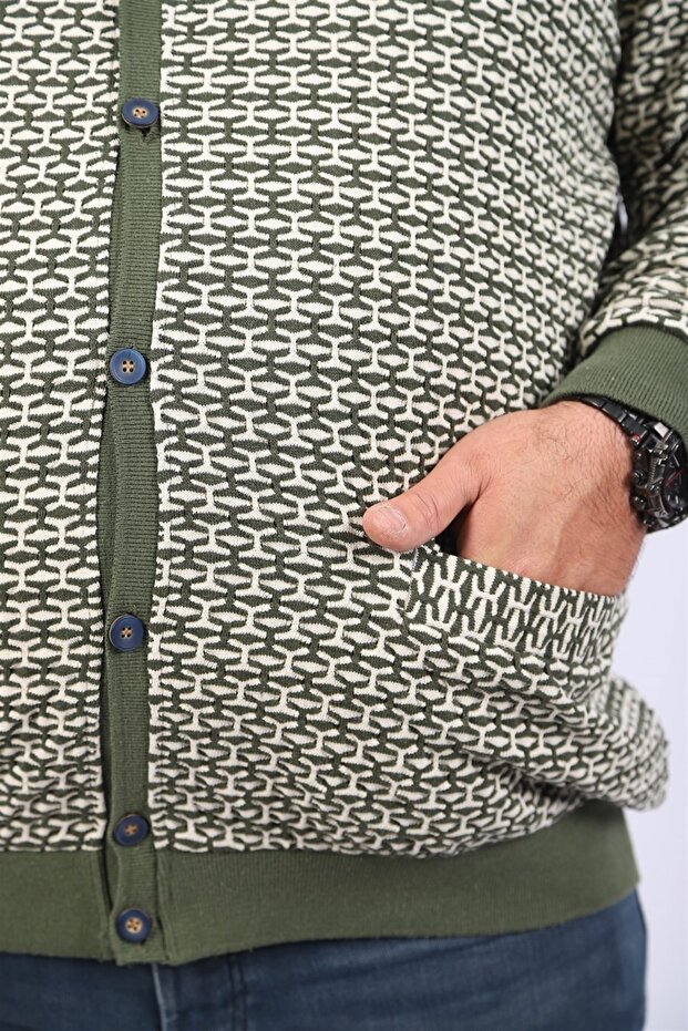 سترة صوفية بأزرار مقاس كبير 22801 - 3