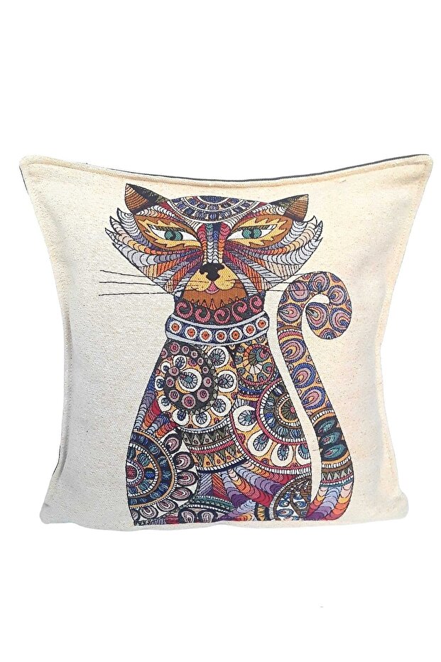 Woven Cat Motif Decorative Throw Pillow Pillow Case Set of 2