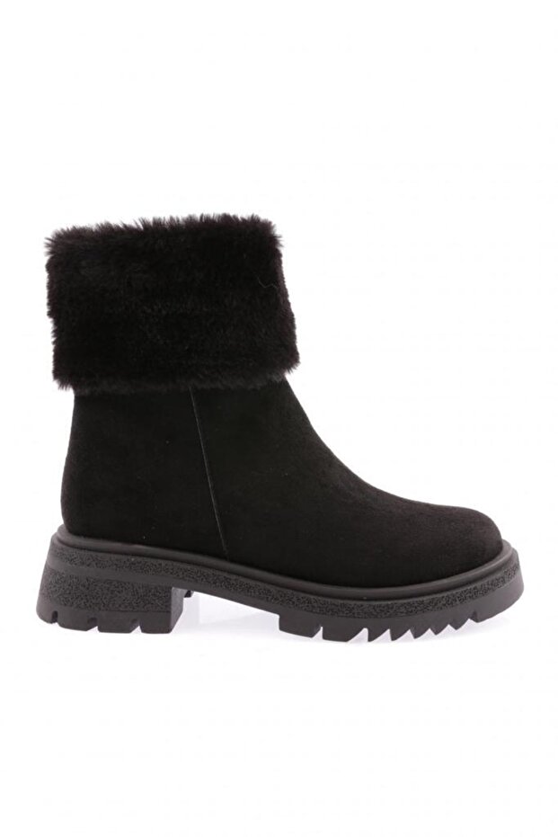 Detailed Black Suede Women's Boots 331332682