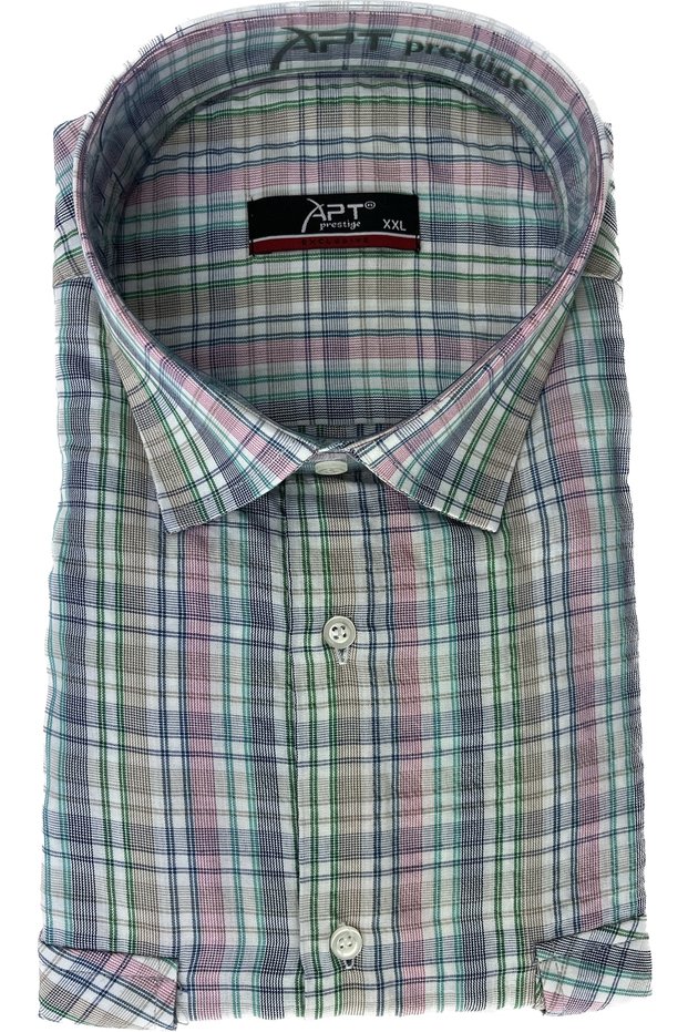 Men's Plus Size Plaid Double Pocket Flap Shirt