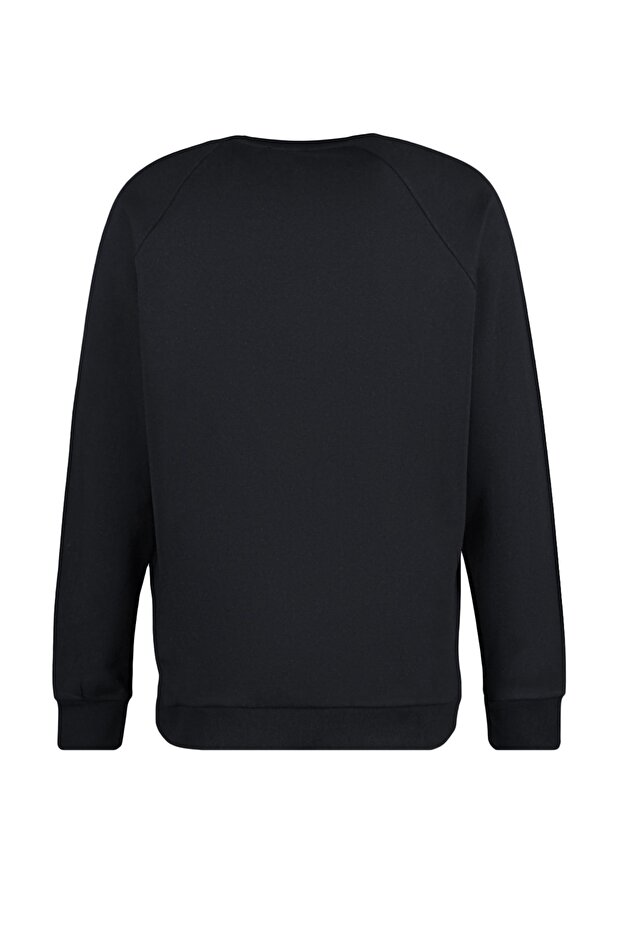 Siyah Oversize/Geniş Kesim İçi Polar/Sıcak Tutan Reglan Kol Sweatshirt TMNAW23SW00190 - 6