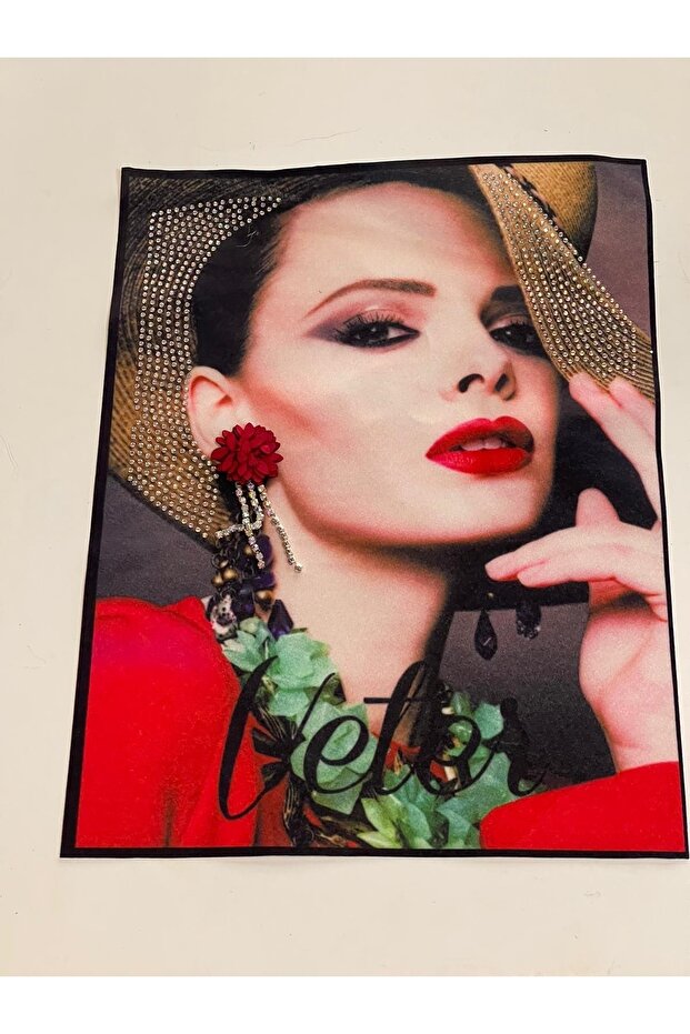 25x20 Cm Stone and Zircon Stone Earrings for Women Visual Applique Patch Embroidery Accessory