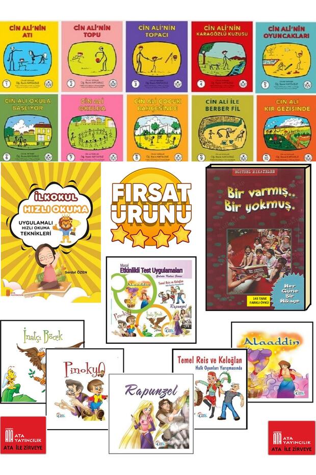 Cin Ali Hikaye Seti 10 Books+Quick Reading+A Story of One Who Had and One Who Had Not+5-Story Super Fairy Tale Set