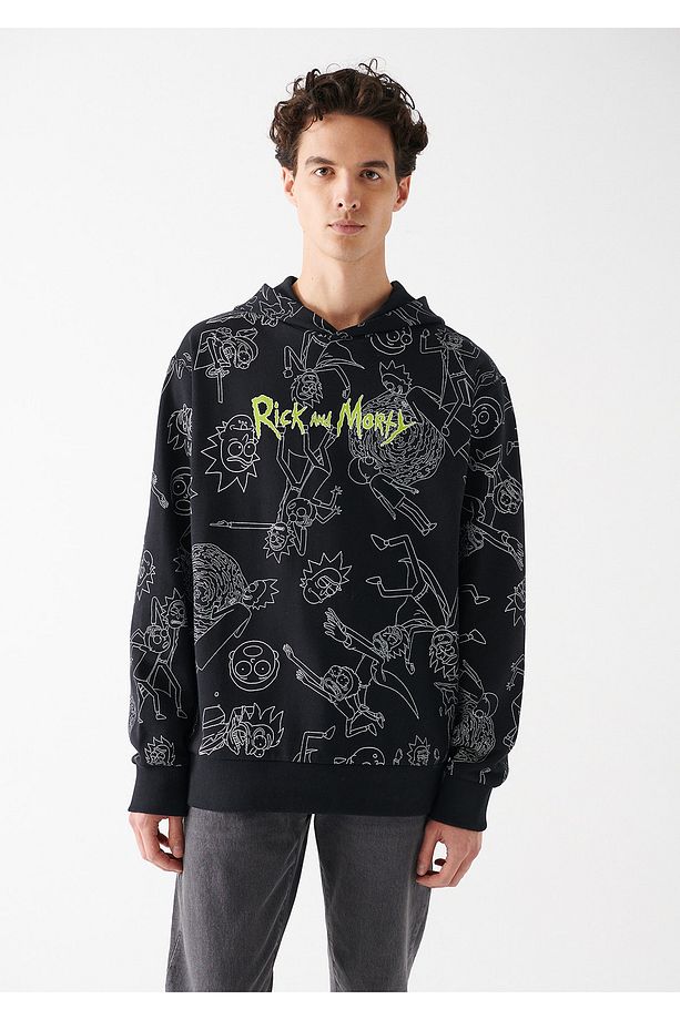 Rick And Morty Baskılı Siyah Sweatshirt 0611021-900 - 3