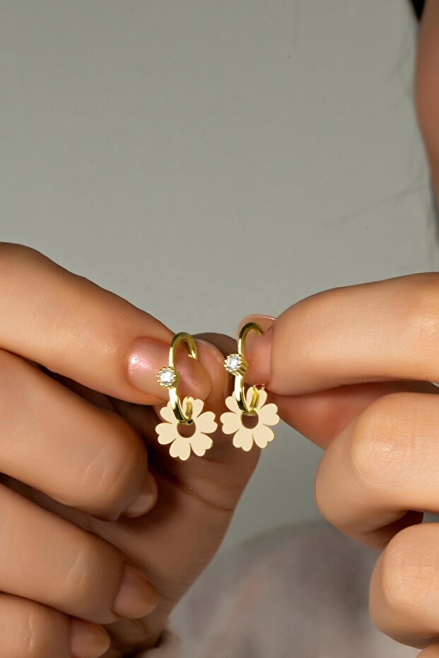 925 Ayar Gümüş Yonca Göçmen Küpesi - 2