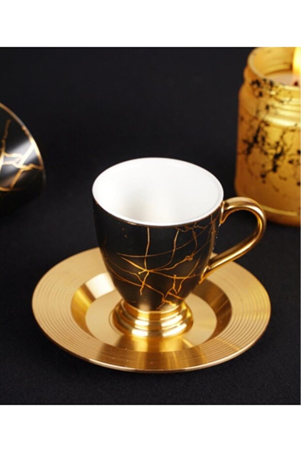 Marble Pattern 6-Piece Coffee Cup Set - 1