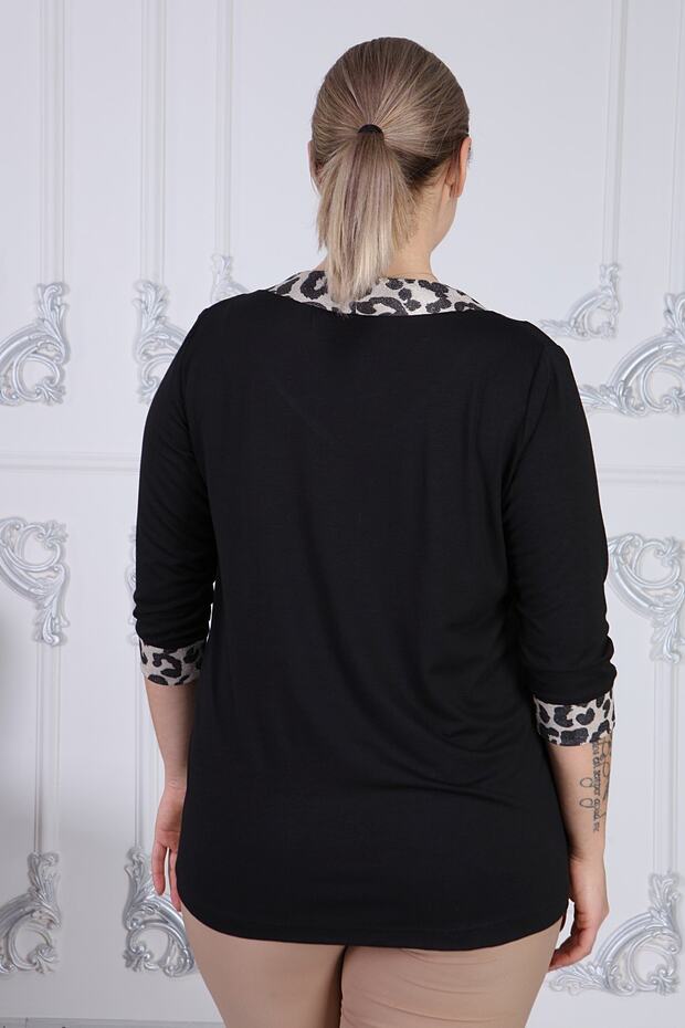 Bluză neagră Plus Size pentru damă - 5